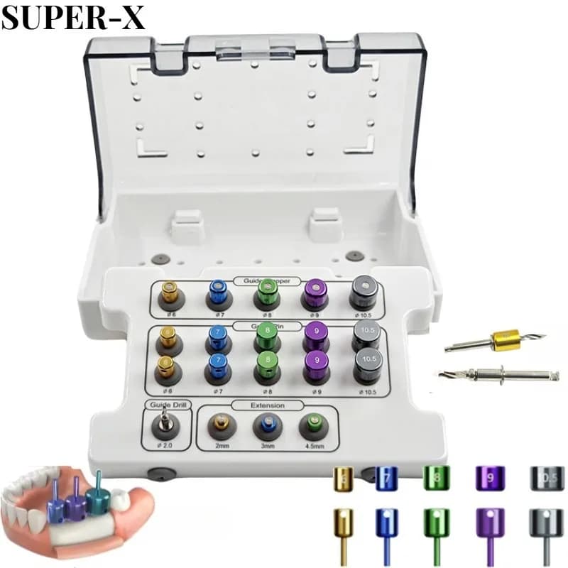 19 Pz/set Guida per Impianto Dentale Kit di Posizionamento del Trapano Dispositivo di Posizionamento per Impianto Chirurgico per Impianto in Titanio Dentale
