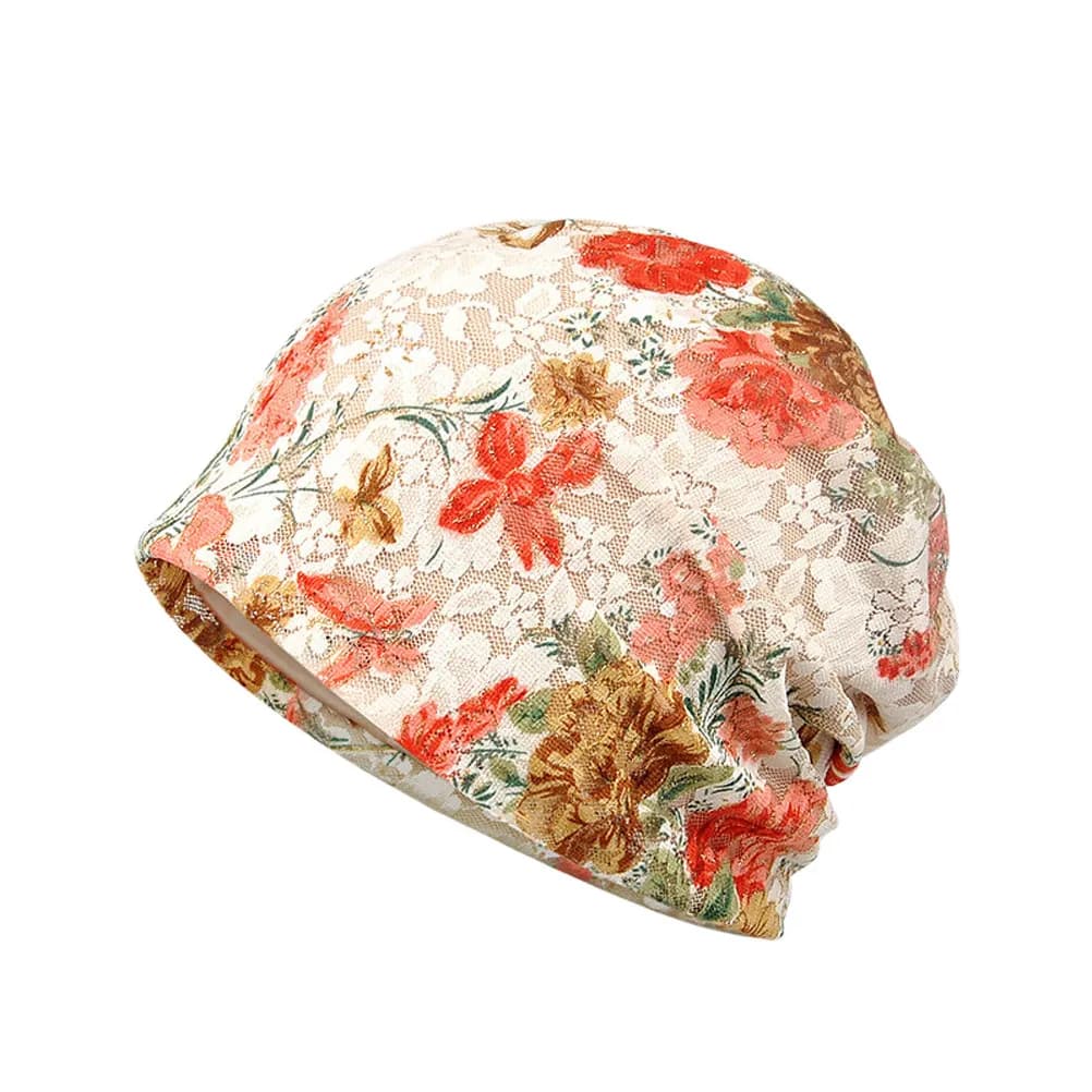 Cappello elasticizzato stampato da donna, leggero e traspirante, per dormire, turbante per chemioterapia, decorazione floreale stampata, elegante