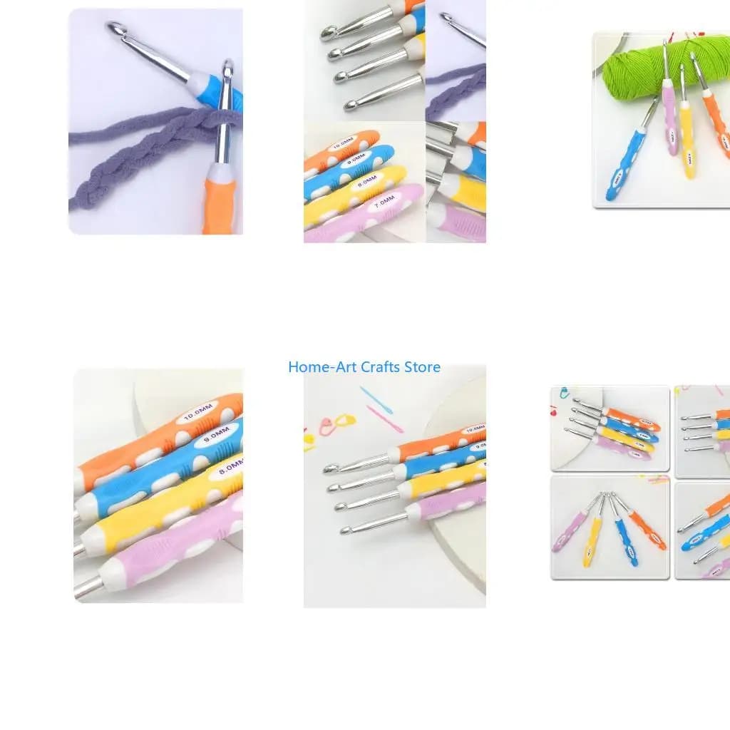 Y3NA 4Pcs Ergonomic Crochet Hook 7.0mm-10mm for Beginner Knitting Crocheting Project