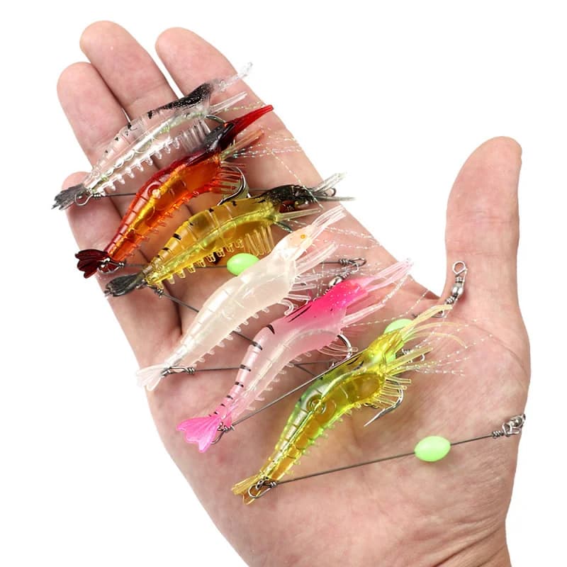 Esca Luminosa Bionica Morbida a Forma di Gamberetto da 9cm 6g con Amo per Bass, Snakehead, Pesce Mandarino - Set di Esche Artificiali Specializzate per la Pesca