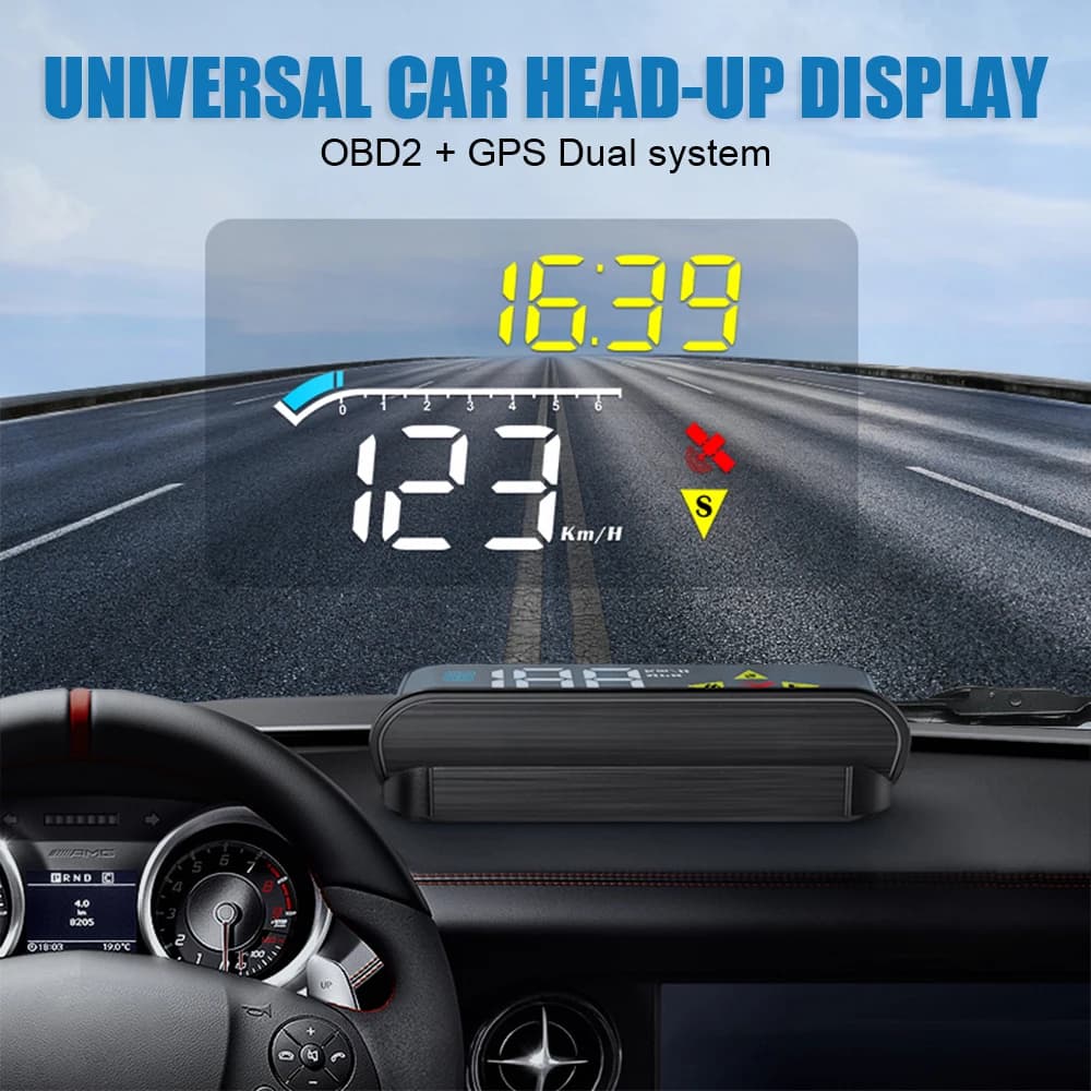 Proiettore per Parabrezza HUD per Auto, Tachimetro per Tutte le Auto M17 OBD GPS Head Up Display, Mini Accessori Elettronici per Auto