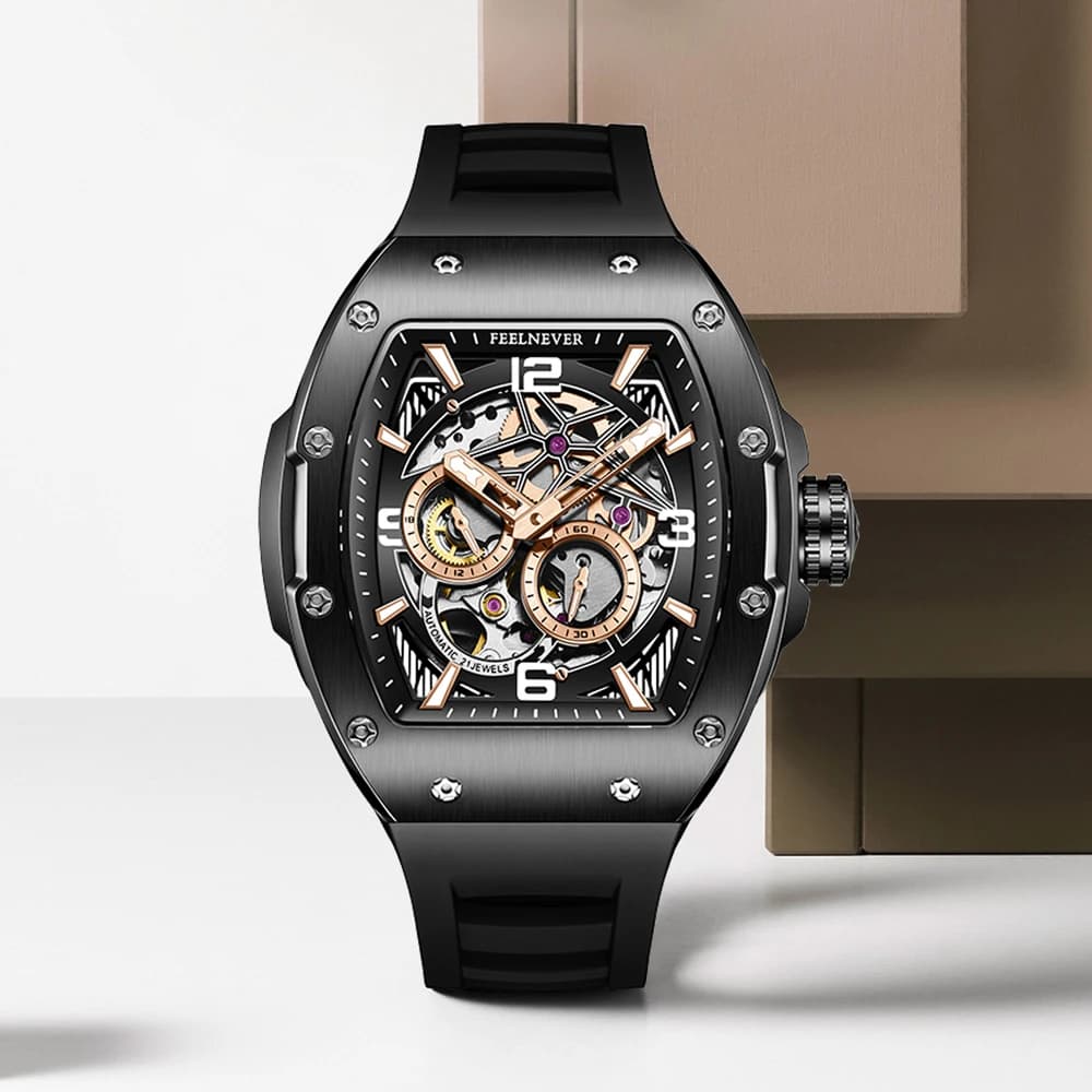 2025 Nuovi orologi meccanici da uomo FeelNever Hollow Tourbillon Orologio automatico di lusso per uomo Orologio luminoso impermeabile con zaffiro