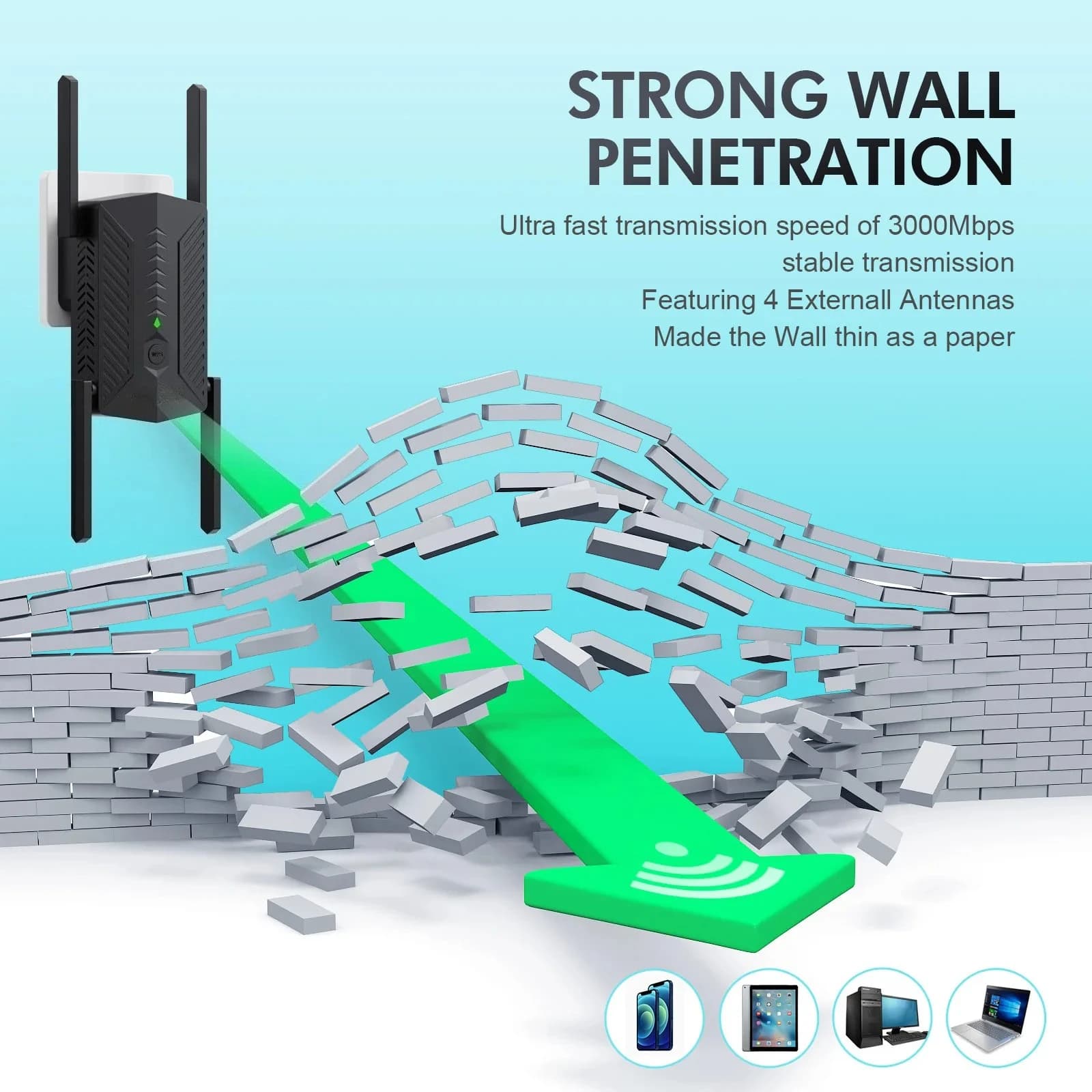 Ripetitore WiFi wireless 3000Mbps Wi-Fi 6 Ripetitore di segnale 5G 2.4G WiFi Extender Router Amplificatore a lungo raggio per Home Office