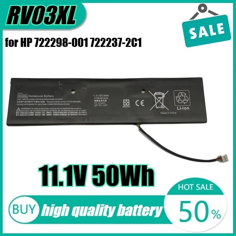 11.1V 50Wh New Frameless RV03XL Laptop Battery for HP 722298-001 722237-2C1 HSTNN-DB5E RV03050XL RVO3XL