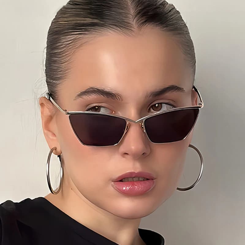 Classic Cat Eye Rectangle Sunglasses Women 2024 Luxury Brand Design Vintage Metal Frame Sun Glasses Retro Eyewear Unisex 300907