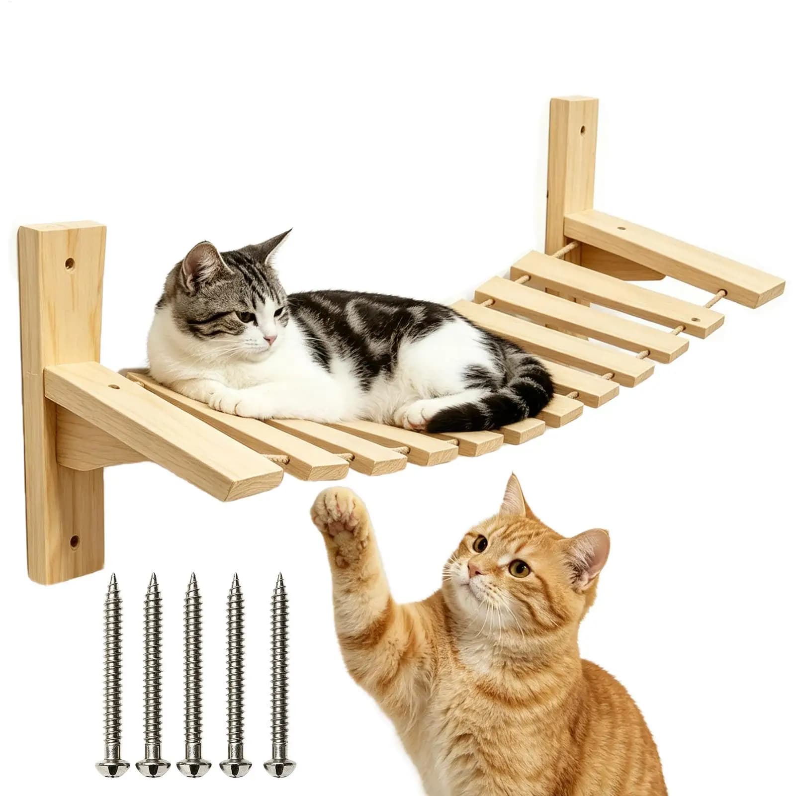 Cat Bridge Stable Wooden Indoor Kitten Activity Center Wall Furniture Climbing Frame For Living Room Bedroom Apartments