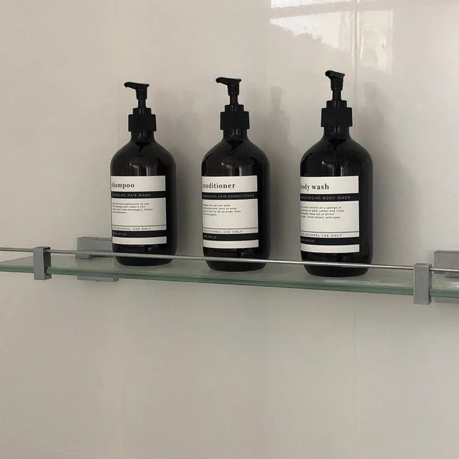 3 pezzi di shampoo ambrato bottiglia vuota con pompa dispenser di gel doccia per doccia bagno shampoo balsamo bodywash bottiglia dispenser
