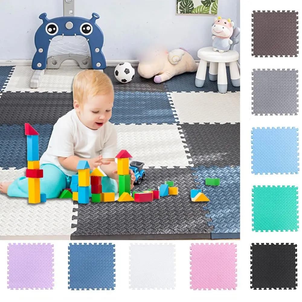 Tappetini Yoga Antiscivolo Componibili in EVA, Tappeto Puzzle in Schiuma Antiscivolo, Materassino Massaggiante per Bambini