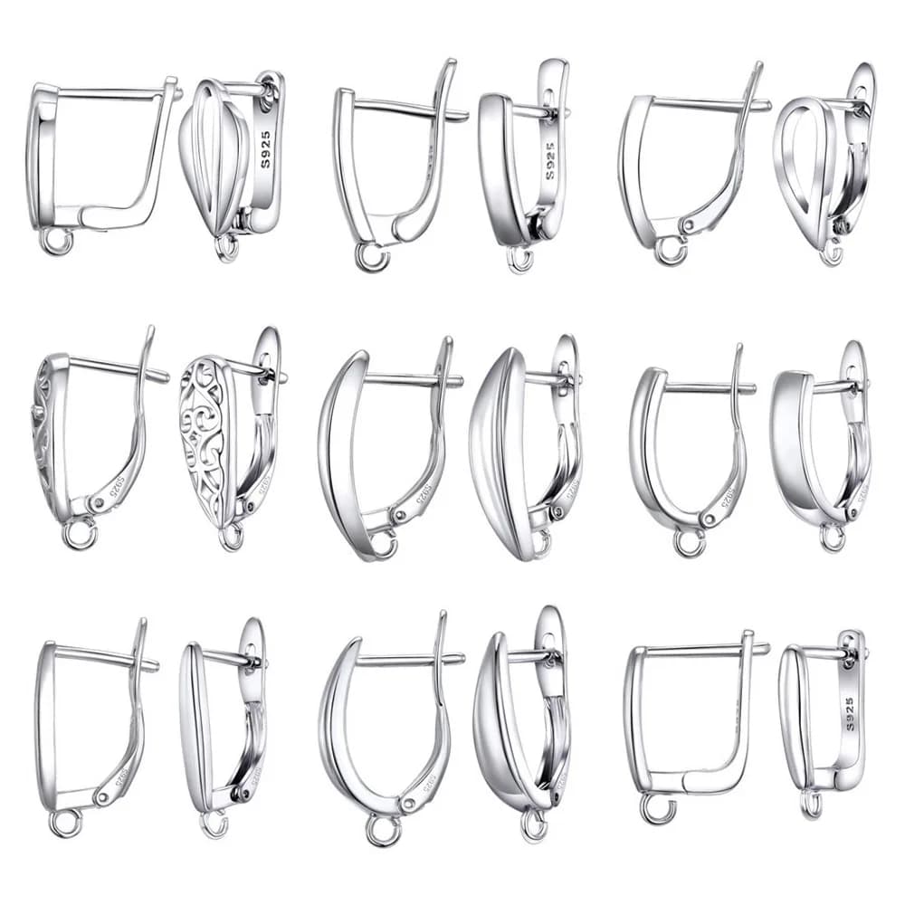 Puro 100% S925 Sterling Silver Zircone Pietra Risultati Orecchini Leverback Earwire Raccordi Accessori componenti Forniture fatte a mano