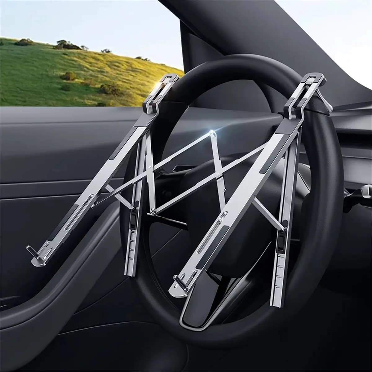 A46U Car Steering Wheel Laptop Stand Portable Foldable 5-Level Adjustable Laptop Bracket Tablet Holder Car Accessories B