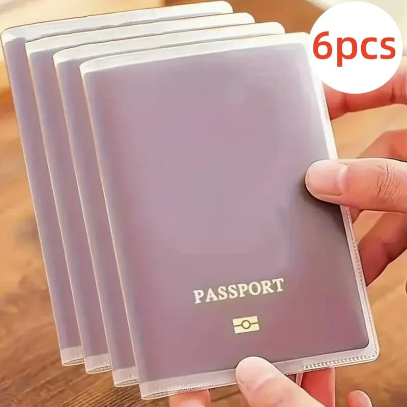 6 pcs Travel Waterproof Dirt Passport Holder Cover Wallet Transparent PVC ID Card Holders Business Credit Card Holder Case Pouch