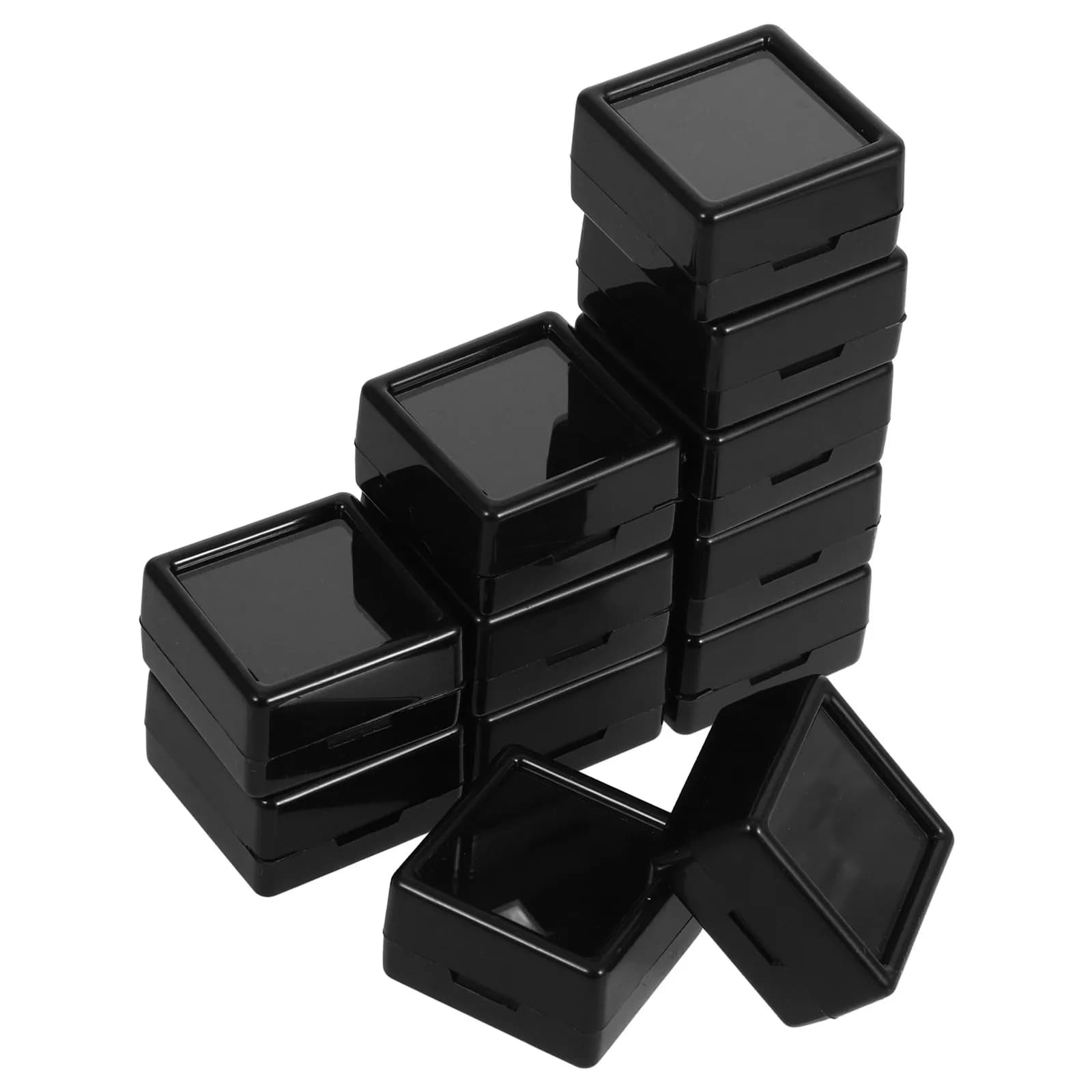 12Pcs Jewelry Box Clear Lid Gemstone Display Case Organizer for Loose Stones Rings Coins Crystal Jewelry Empty Boxes