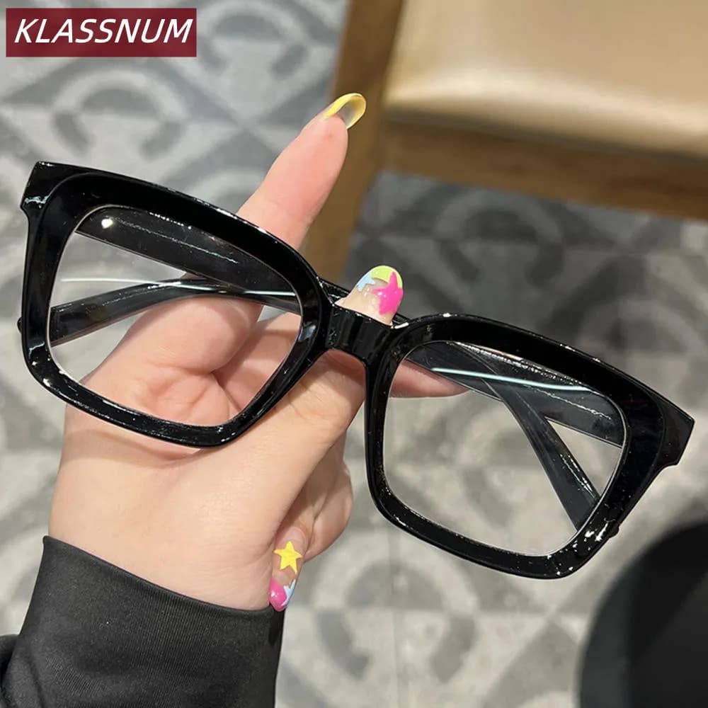 KLASSNUM Clear Lens Glasses Retro Square Eyeglasses Women Anti-Blue Light Glasses Fashion Eyewear For Reading Computer Goggles