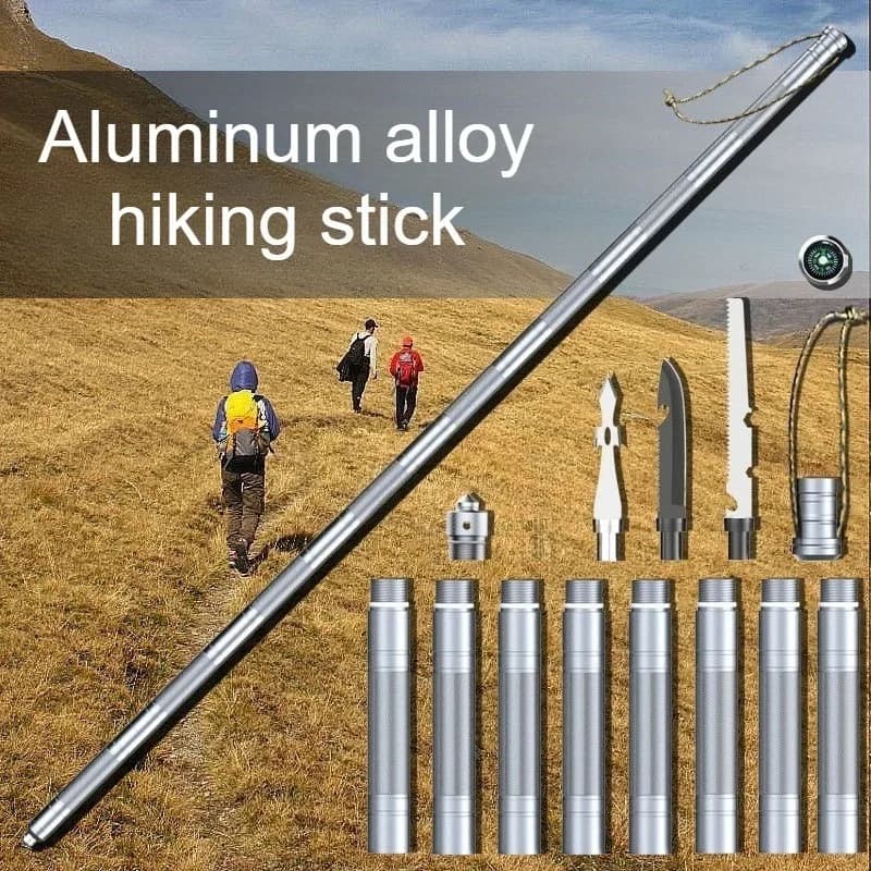 Outdoor Anti Slip Walking Stick Camping Multifunctional Trekking Pole Self Defense Hiking Stick Wilderness Survival Camp Rod