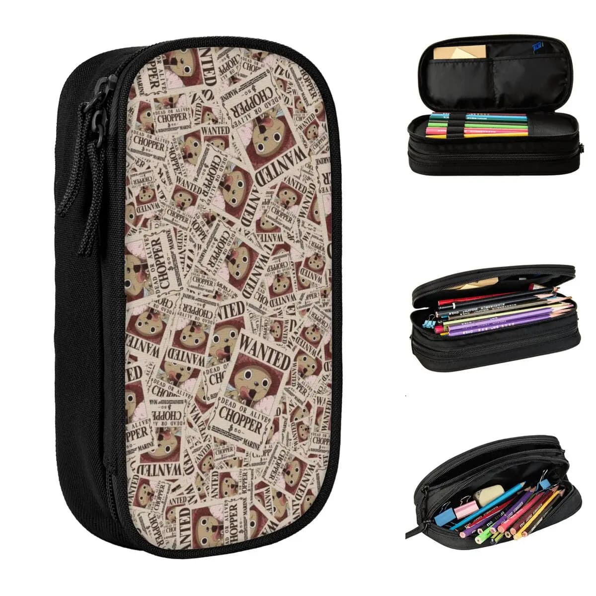 Astuccio alla Moda Tony Tony Chopper One Piece, Portapenne per Studenti, Borsa Grande per Cancelleria, Regalo per Ufficio