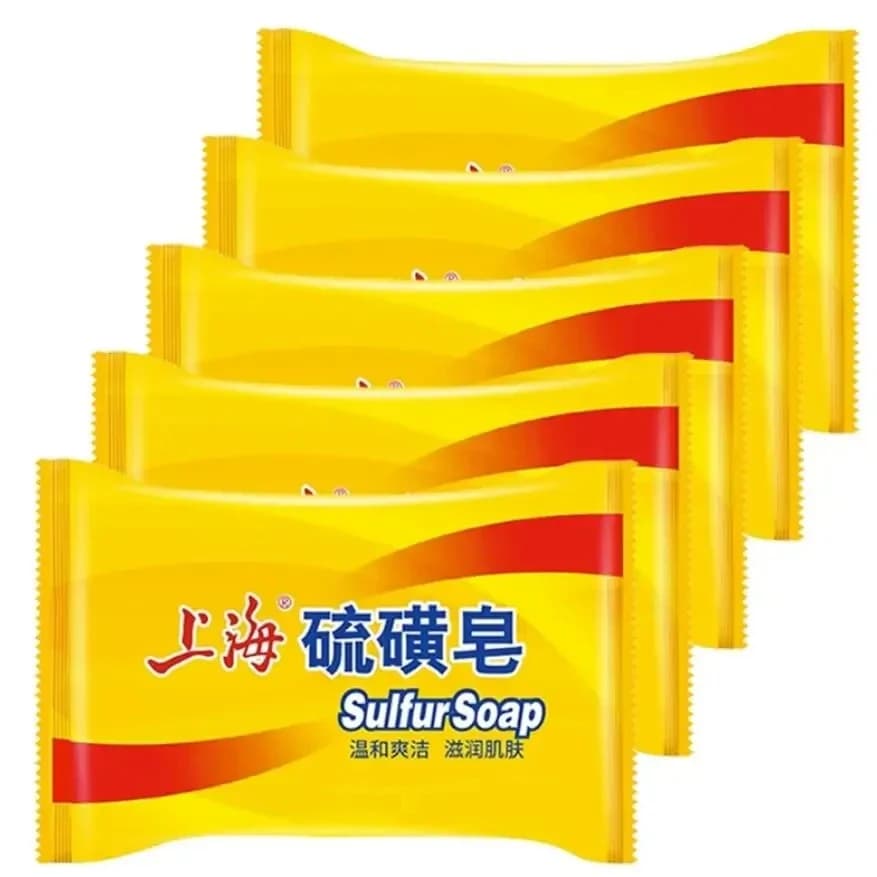 5PCS Shanghai Sapone allo zolfo Sapone da bagno Pulito lavare le mani e il viso Sapone unisex pulito dietro la pelle del viso pulizia profonda