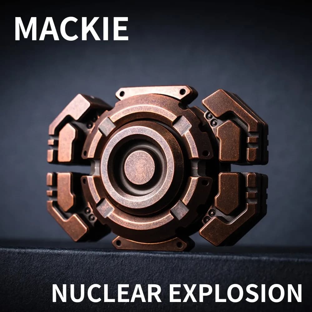 MACKIE Esplosione nucleare Rame Fidget Spinner Fidget Toys Giocattolo antistress in metallo Fidget Spinner a due pale Disegni originali