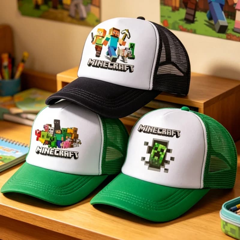 Cappellino da Baseball Hot Pixel Game con Visiera, Cappello Estivo a Tema Minecraft Cartoon, Cappelli per Coppie, Cappellino in Rete con Motivo Anime, Accessori, Regalo di Compleanno