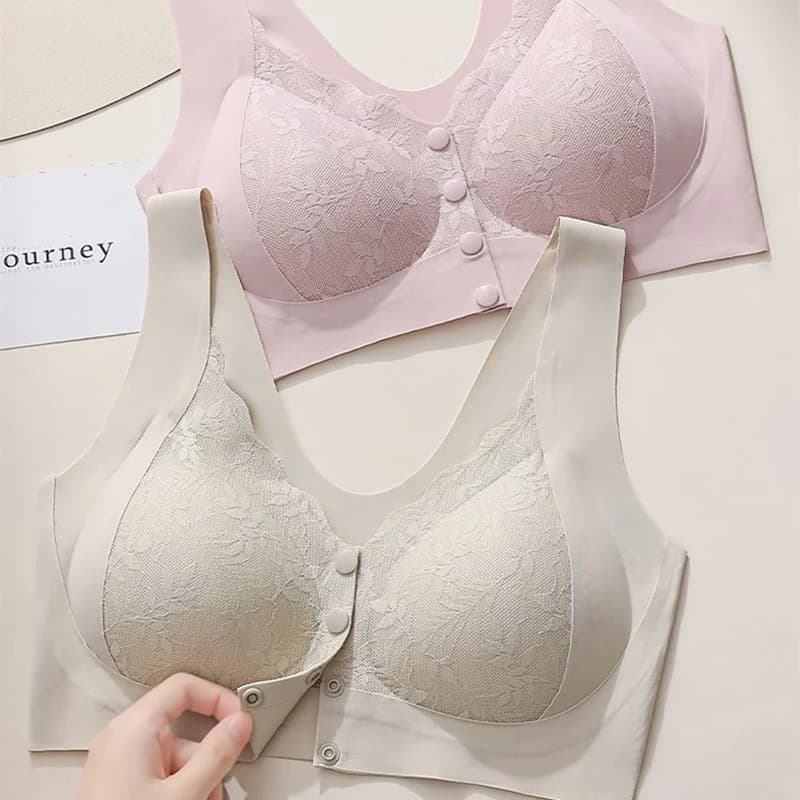 Reggiseno con bottoni frontali in stile gilet per seni piccoli, senza anello in acciaio, regolabile, taglia grande, bottoni aperti, biancheria intima senza cuciture per donna