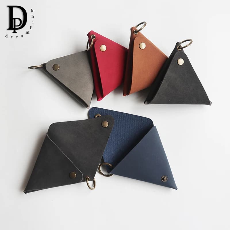Portamonete Portatile in Pelle PU, Borsa Creativa a Triangolo per Auricolari, Portachiavi, Mini Portafoglio per Ufficio e Affari, Vendita all'Ingrosso