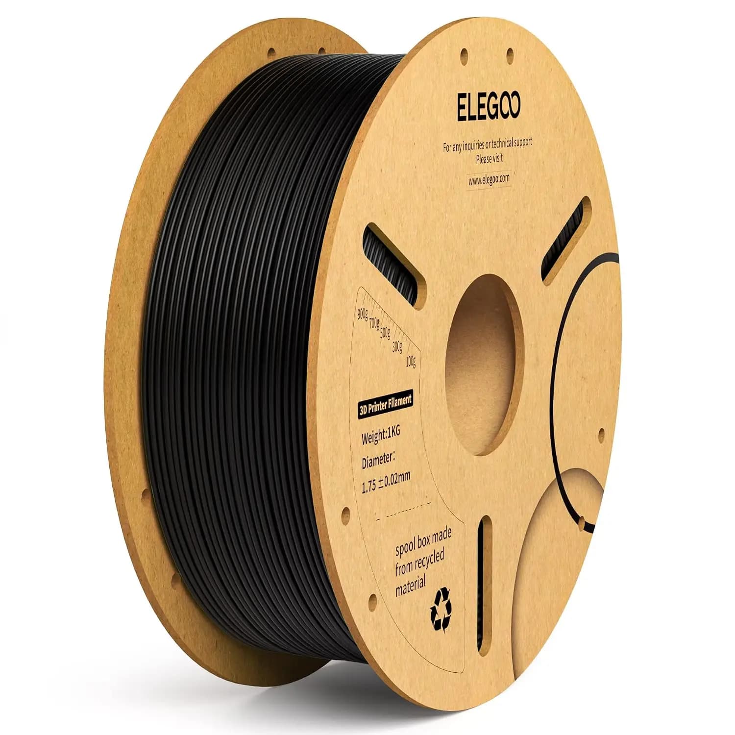 PLA Plus Filament 1.75mm Black 1KG, Tougher & Stronger 3D Printer Filament, Dimensional Accuracy +/- 0.02mm, 1kg Spool (2.2lbs) for Most FDM 3D Printers