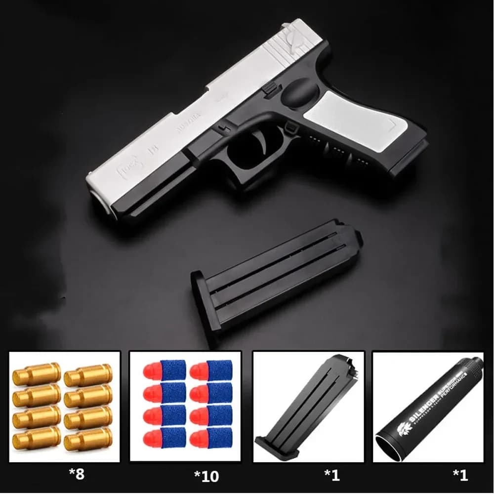 Brand new softair gun with shell casing expulsion, soft bullet weapon for children, outdoor gaming weapon, gift for boys.