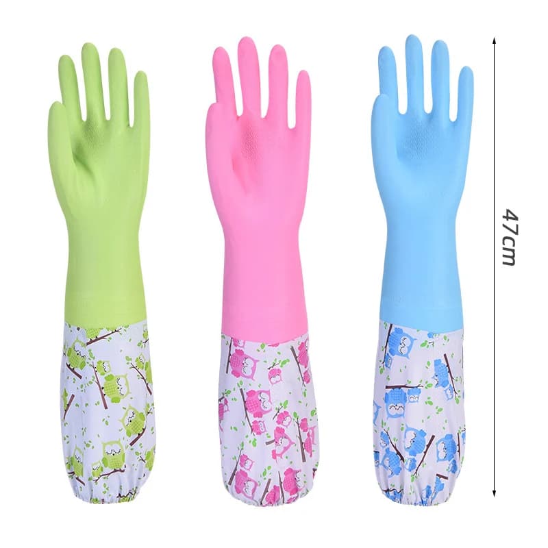 Guanti per la casa Guanti per pulizia senza lattice Polsino extra lungo 47 cm e impugnatura strutturata in vinile 1 paio