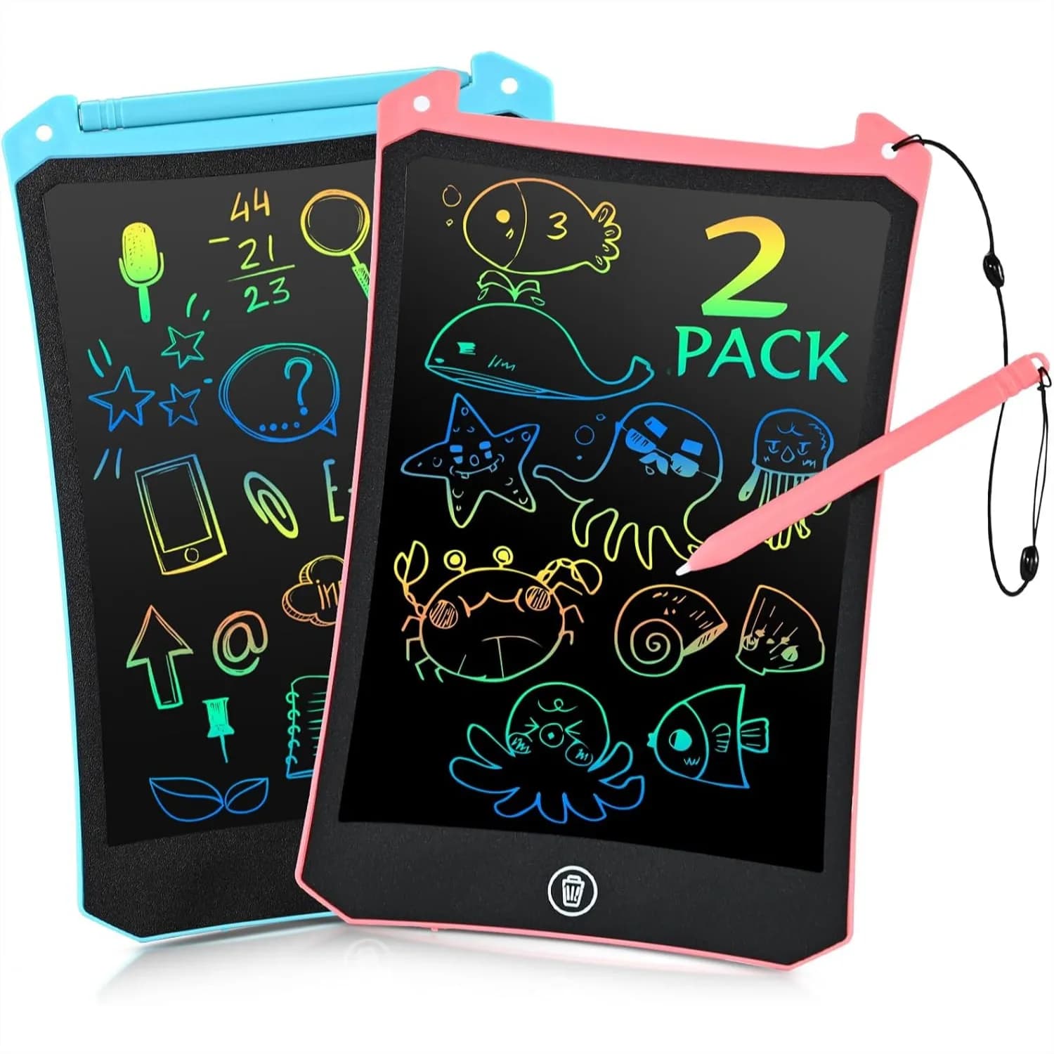 Tablet LCD per Bambini, Confezione da 2, Tavoletta da Disegno da 8,5 Pollici con Stilo, Libri da Colorare Senza Disordine per Viaggi e Gite in Auto