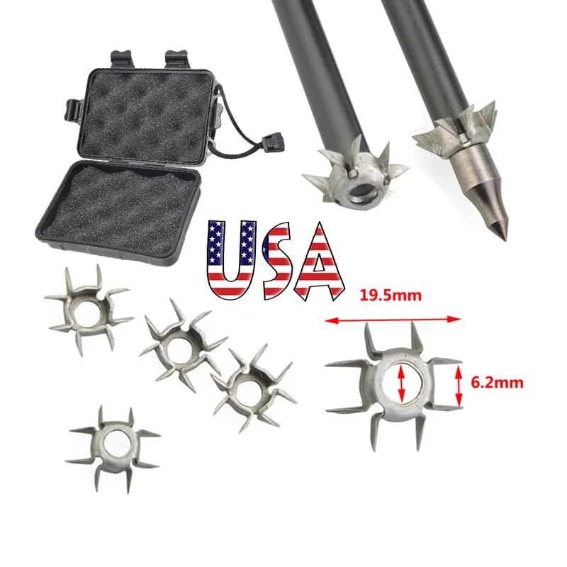 8 Paw Judo Arrowhead 24pcs 23 Grain ID6.2mm Screw‑in Target Point Tips with Storage Box for Archery Outdoor Shooting Practice Accessories