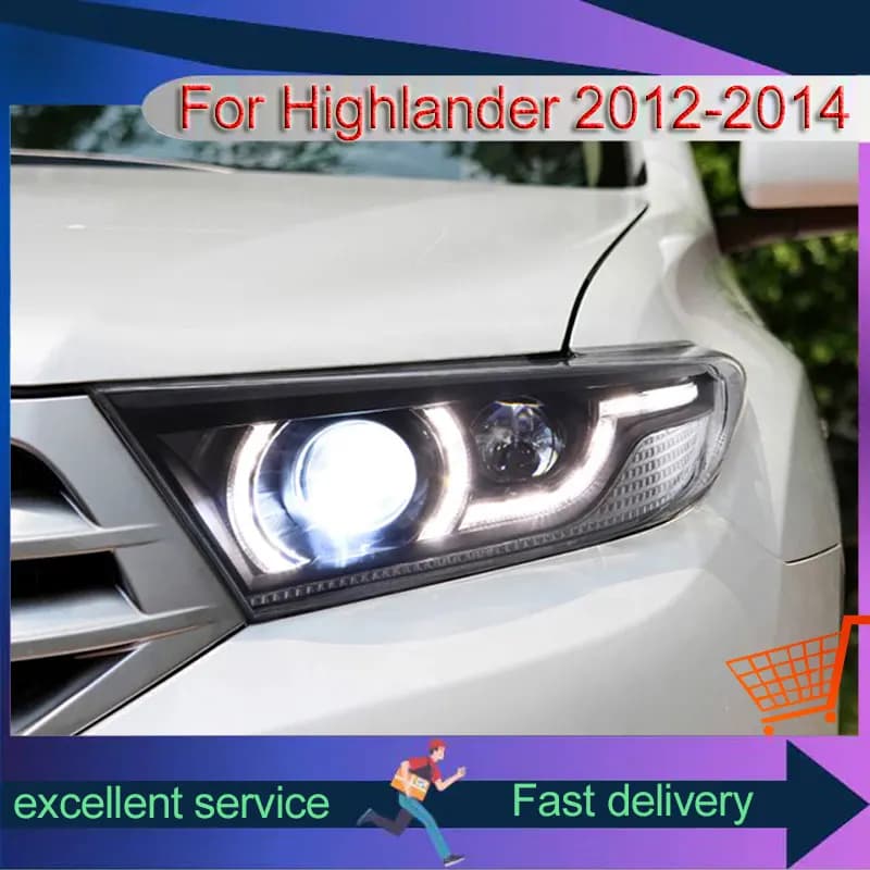 Auto Per Toyota 2012-2014 Highlander Lampada Frontale Aggiornamento DRL Fari LED Dinamico Segnale di Girata Lente Del Proiettore Accessori Auto