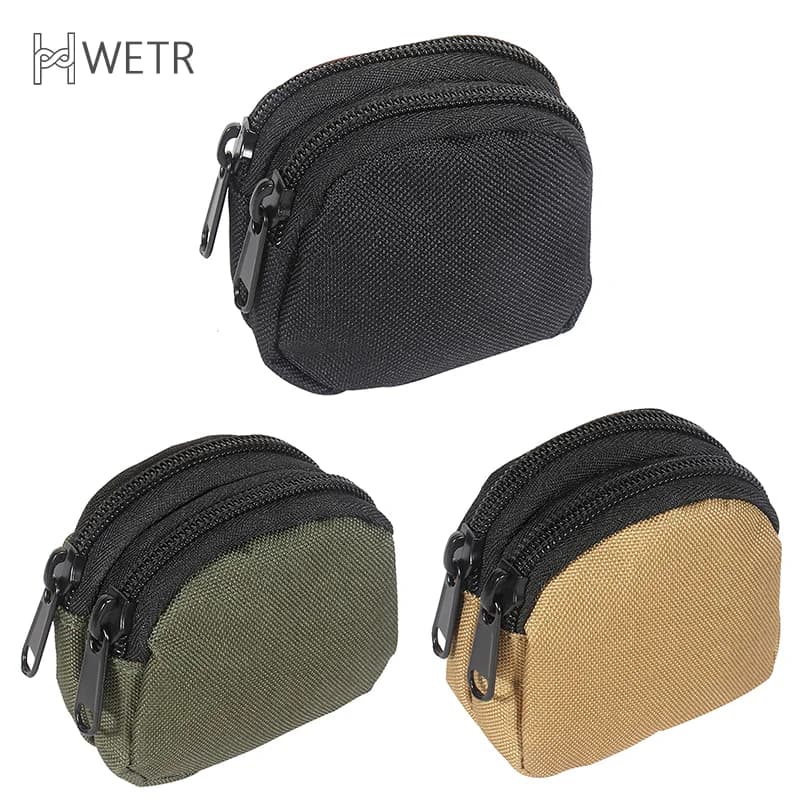 Portamonete da uomo in Nylon con doppia cerniera tasca portamonete da esterno portamonete leggero piccolo portachiavi cintura di immagazzinaggio marsupio