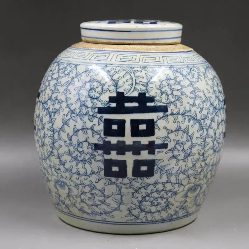 Vaso a Spirale in Porcellana Blu e Bianca della Dinastia Qing da 9,5 Pollici, Antico Oggetto da Collezione in Ceramica, Decorazione Cinese per la Casa