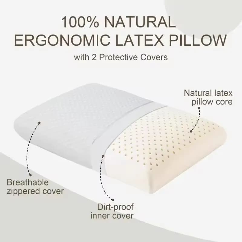 Cuscino in lattice naturale al 100% per alleviare il dolore al collo Cuscini ortopedici per il sonno Comodo cuscino per l'assistenza sanitaria cervicale traspirante