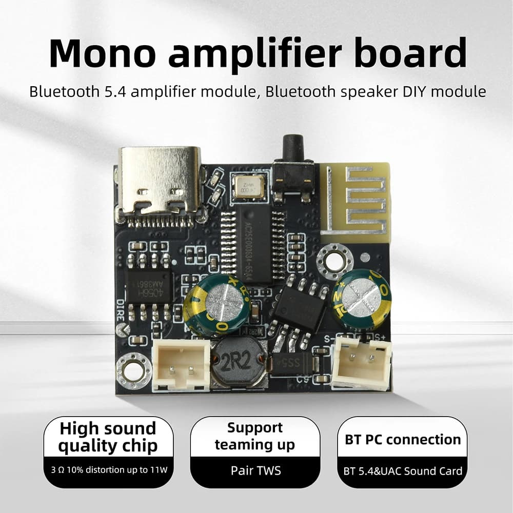 BPM13 Plus 6.2W Mono Class D Amplifier Bluetooth 5.4 Audio Power Amplifier PCBA 1-channel mp3 Music Player Speaker DIY Module