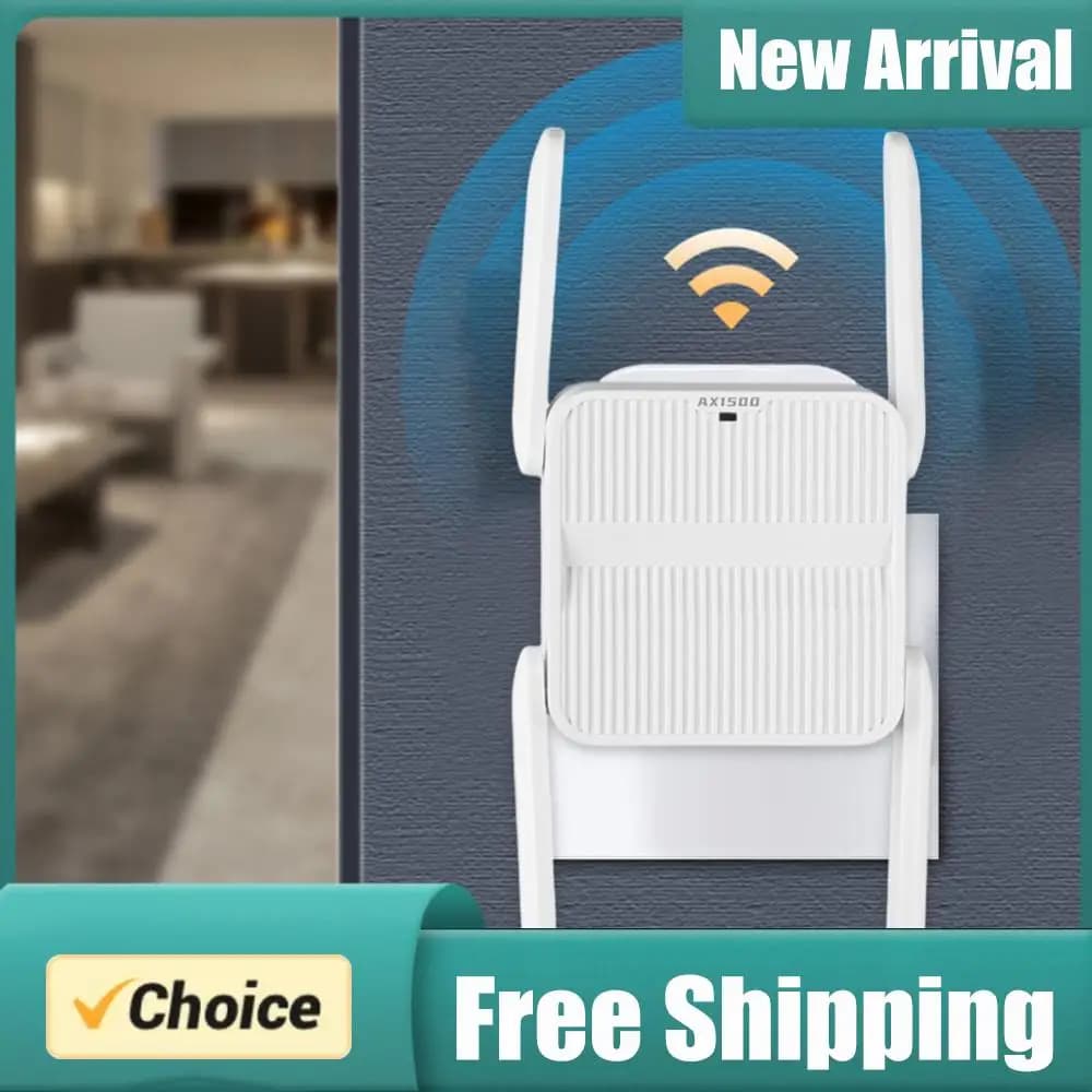 Ripetitore WiFi 6 1500Mbps, Amplificatore Dual Band 2.4G/5GHz con Porta Ethernet e 4 Antenne da 2dBi per Casa
