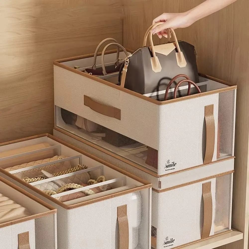 Scatola portaoggetti per borsa durevole con 5 griglie Organizzatore per borsa ispessito multifunzionale Organizzatore per armadio salvaspazio pieghevole