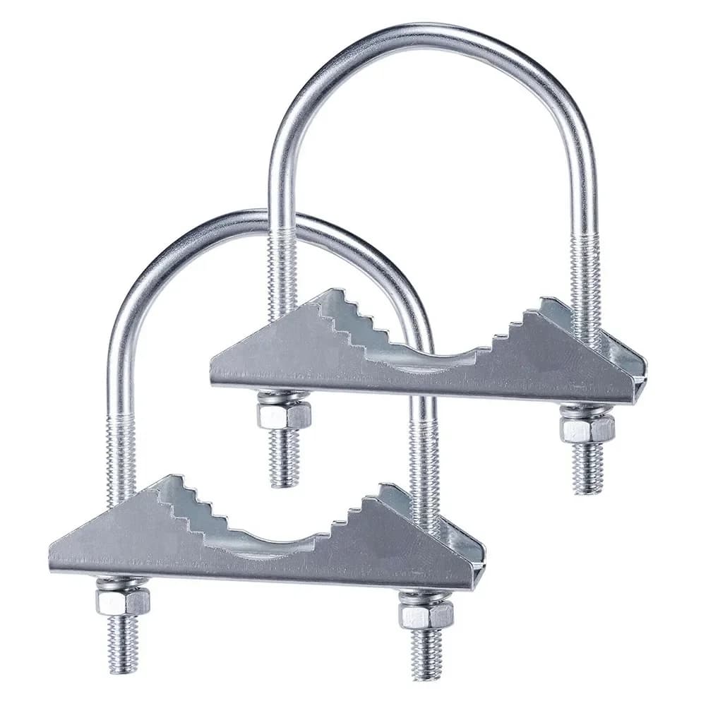 Set di morsetti per pali con ganascia metallica per un montaggio sicuro su palo di antenna per radioamatori CB e per antenne Yagi Wi-Fi