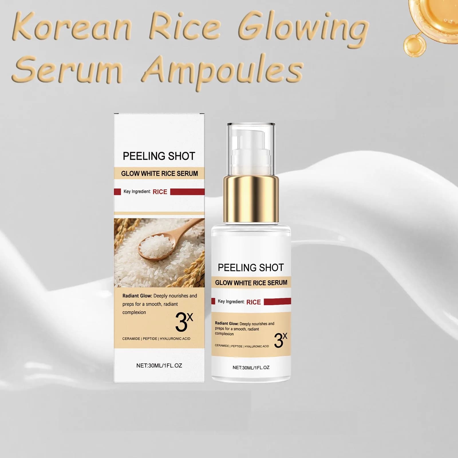 Siero professionale all'essenza di crusca di riso e ceramide per il supporto della barriera cutanea, liquido nutriente intenso per pelli secche, effetto pelle di vetro, skincare coreana