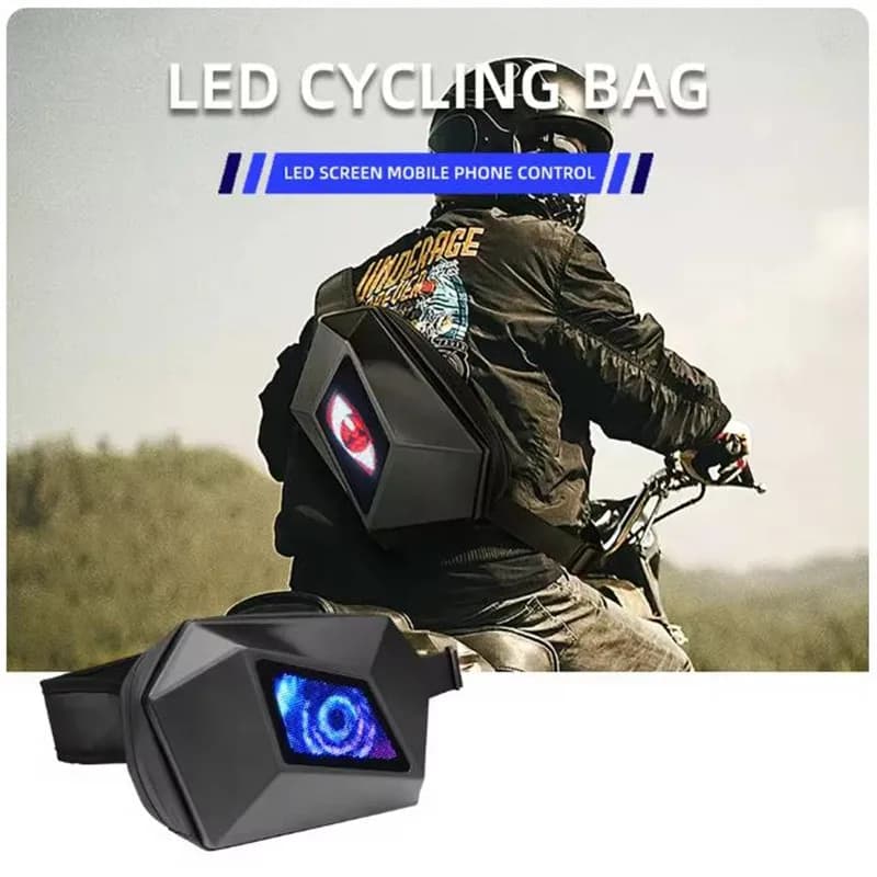 Borsa a tracolla sportiva impermeabile fai-da-te per donna, borsa a petto da uomo con display LED intelligente, borsa da moto, borsa da ciclismo, borsa da viaggio a tracolla, zaino