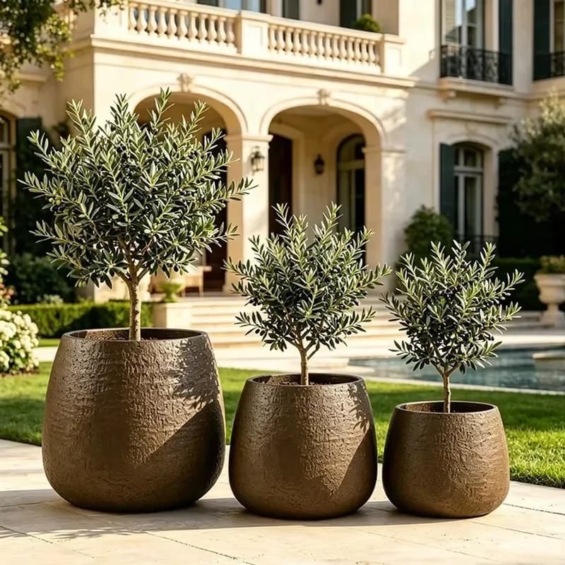 for Europe Classic Design Cement Outdoor Indoor Plant Pots Durable Round Flower Pot Eco-friendly Large Olive Tree Planter for