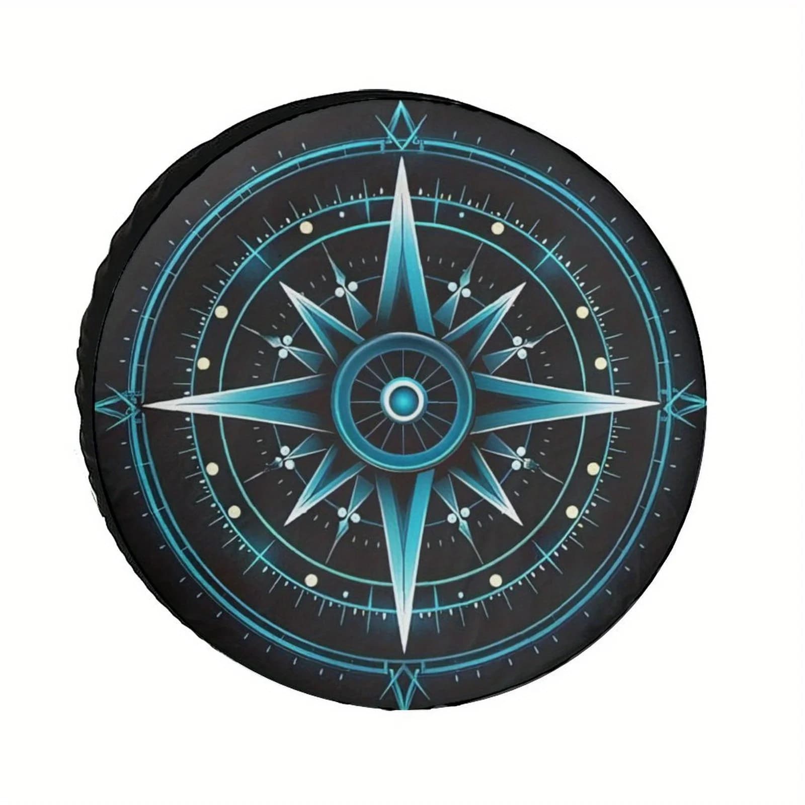 Copriruota di scorta Blue Compass in fibra di poliestere resistente alle intemperie e alla protezione solare per SUV, camion, camper, viaggi