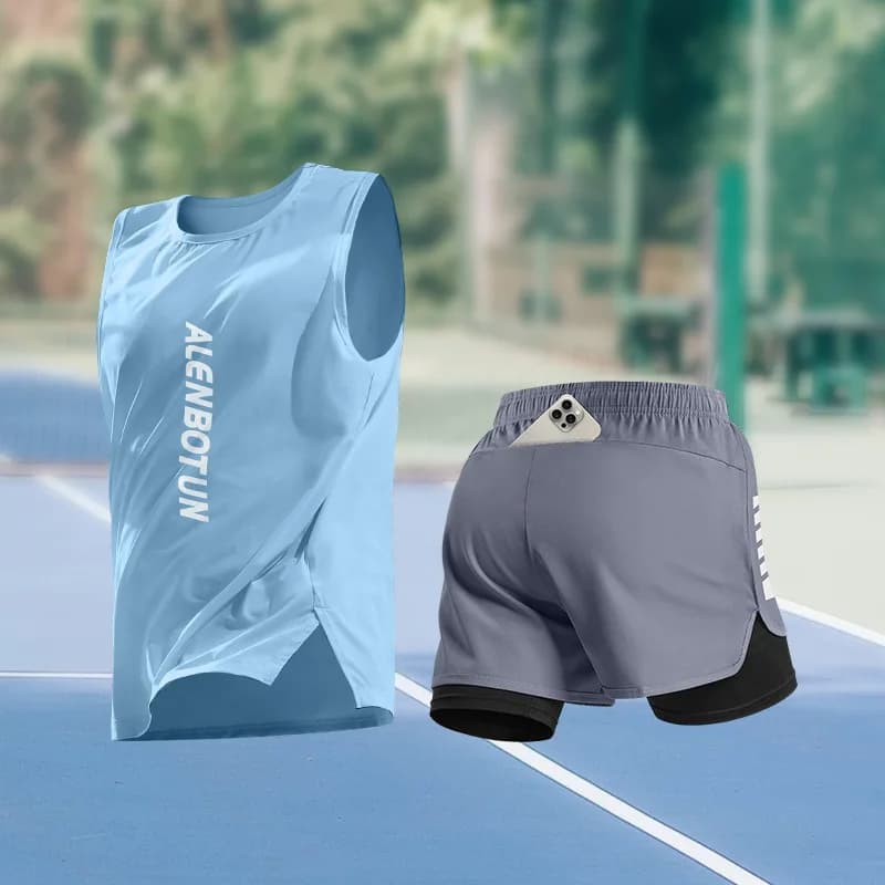 Completo Sportivo da Uomo per Corsa, Nuova Collezione Estiva, Abbigliamento Professionale per Allenamento Maratona e Fitness, Canotta e Pantaloncini ad Asciugatura Rapida per Basket
