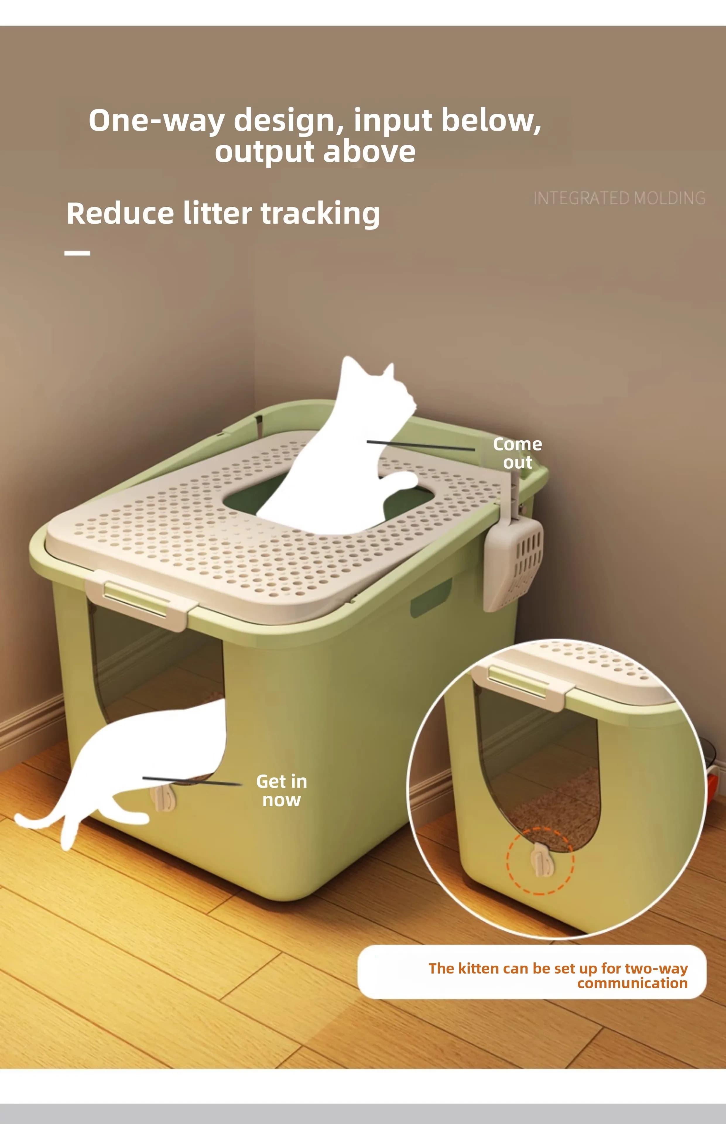 Cat litter basin, oversized cat toilet, semi-closed litter basin, anti-splash cat excrement basin