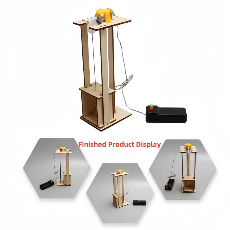 Kit per ascensore elettrico con telecomando fai-da-te - Modello in legno Esperimento scientifico Puzzle giocattolo per progetti scolastici educativi per bambini