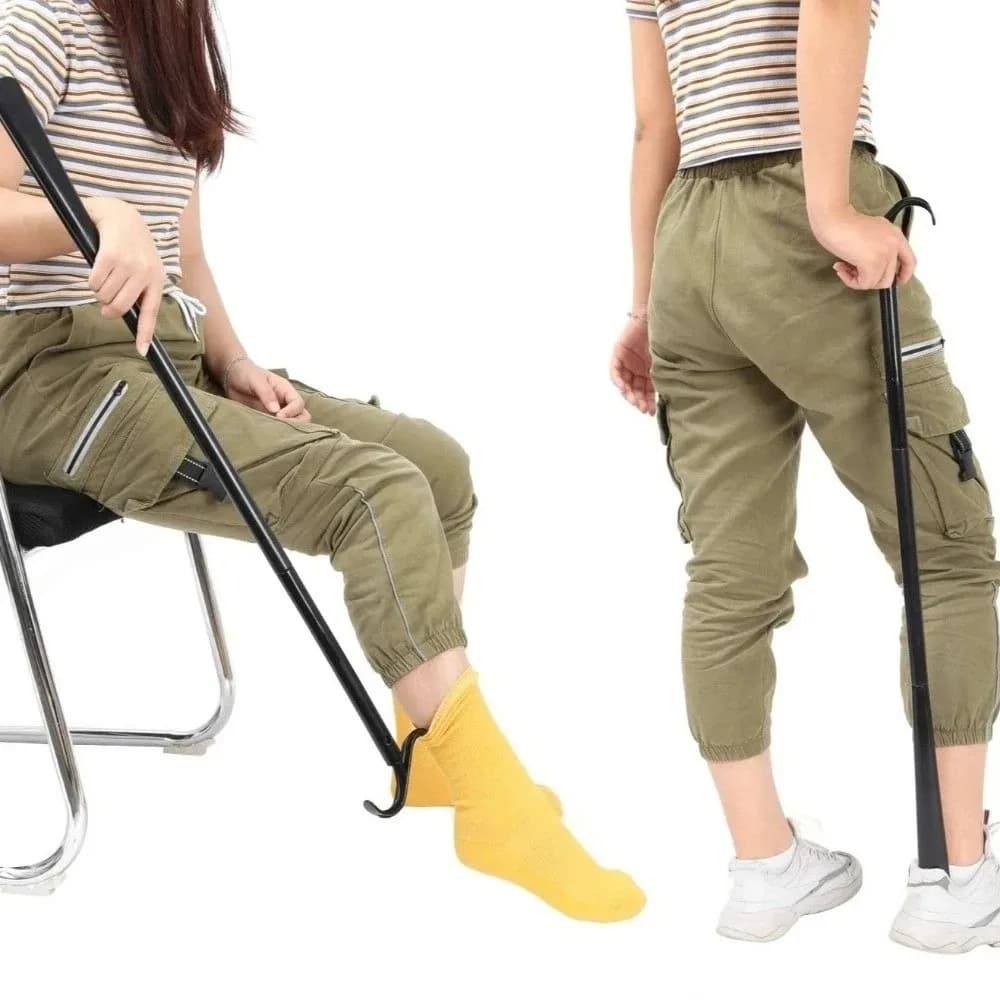 Calzascarpe Regolabile con Manico Lungo, Portatile, Multifunzione, Staccabile, in ABS Pieghevole, Ausilio per Indossare Scarpe e Calze per Anziani