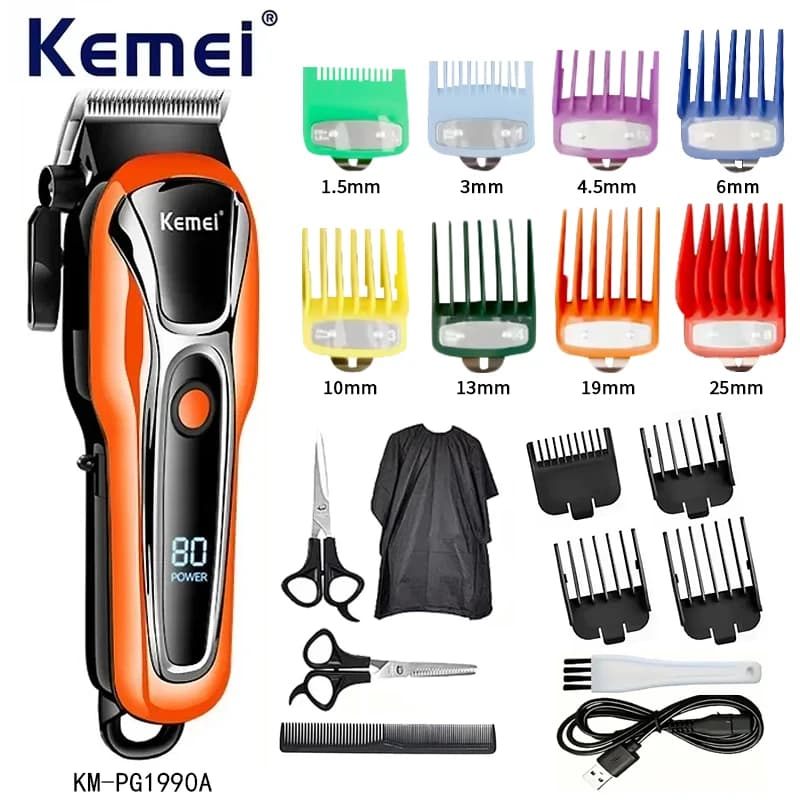 Kemei Km-PG1990A Rechargeable Hair Clipper Professional Cordless Hair Trimmer Men's Hair Cutting Machine Barber Hair Clippers