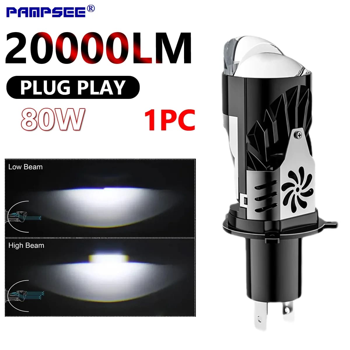 H4 LED Mini Proiettore Lente Del Motociclo LED Lampadina Del Faro Dell'automobile 20000LM 80W Auto Lampadina H4 Luce Alta Bassa Lampadina Della Lampada Della Nebbia 12V A6T