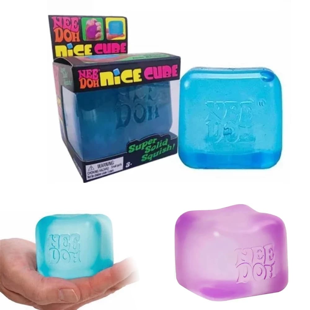 Needoh Nice Cube Giocattolo Sensoriale Antistress, Allevia Ansia e Concentrazione, Giocattolo da Scrivania per Adulti e Bambini