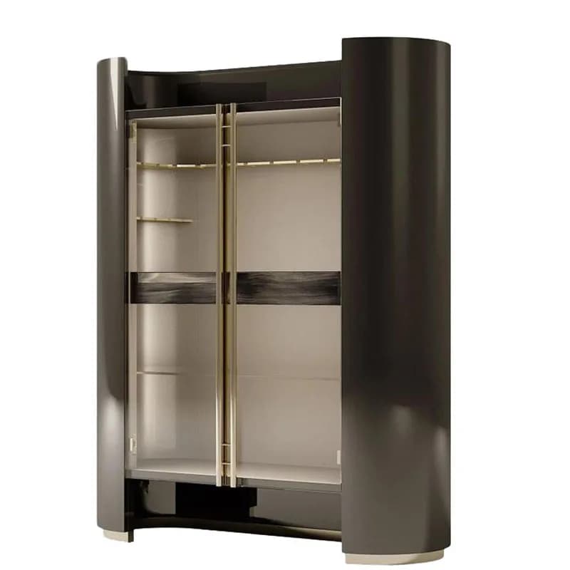 Vetrina da parete integrata di lusso leggera con porta in vetro minimalista italiano