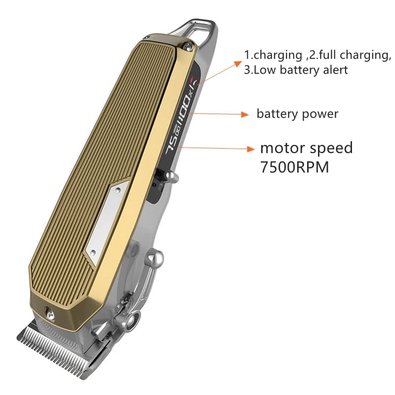 Professional barber hair cutter completely made of metal Electric hair cutter for men Rechargeable haircut LCD display wireless